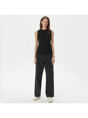 Lacoste Kadın Loose Fit Siyah Jean Pantolon