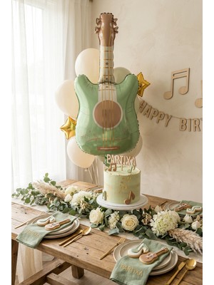 Partixa Retro Mat Gitar Folyo Balon Müzik Temalı