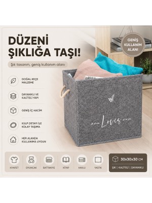 Tex Republic Keçe Raf Düzenleyici Kutu-Oyuncak Sepeti-Çok Amaçlı Kutu (30 X30 x 30 Cm)