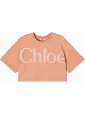 Chloe Chloé Kids Logolu Kayısı Rengi Kız Çocuk Crop Tişört