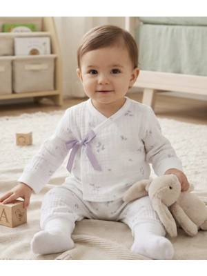 Andywawa AC25584 Magical Butterfly Müslin 2'li Zıbın Takım White