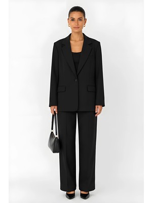 Lili Woman Kadın Siyah Oversize Blazer Ceket 9281