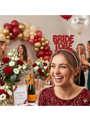 Dodomar Bride To Be Kırmızı Simli Taşlı Eva Taç Bekarlığa Veda Parti Aksesuarı