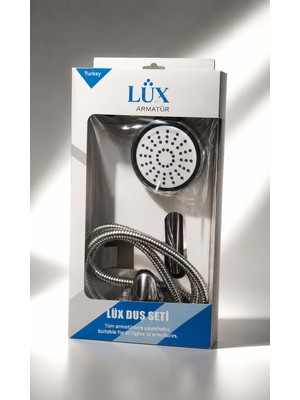 Lüx Duş Seti – Duş Başlığı + 150 cm Paslanmaz Hortum + Duş Tutacağı