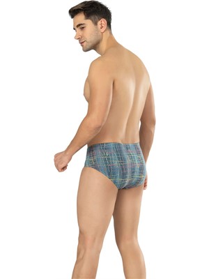 Obje Erkek Mavi Çizgili Zikzaklı Cotton Slip