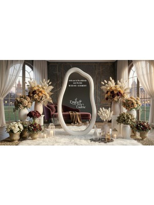 Lora Wedding Nişan Ayna Yazısı Isme Özel 50CM Beyaz | Wedding Ceromony ve Isimleriniz Yazılı Söz Nişan Düğün Için Karşılama Ayna Yazısı Sticker, Folyo, Vinil