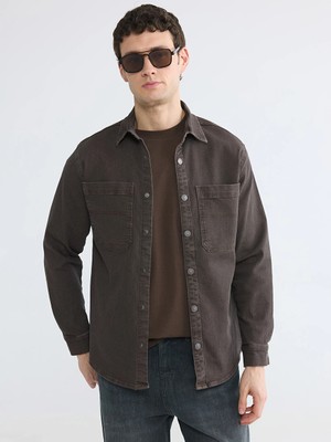 LC Waikiki Kahverengi Regular Fit Erkek Jean Gömlek