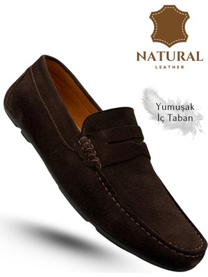 Sermoda Erkek Loafer - Hakiki Deri Rok Loafer Erkek Ayakkabı Süet Kahve