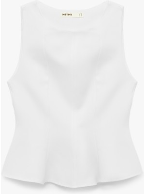 Koton Slim Fit Kolsuz Bisiklet Yaka Peplum Bluz