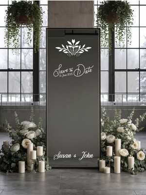 Lora Wedding Nişan Ayna Yazısı Isme Özel 50CM Beyaz | Save The Date ve Isimleriniz Yazılı Söz Nişan Düğün Için Karşılama Ayna Yazısı Sticker, Folyo, Vinil