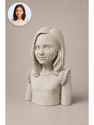 Layerart Atelier Kişiye Özel Parametrik Fotoğraftan Kişiye Özel Ahşap Çocuk Heykeli – Katmanlı Parametrik Büst 25CM