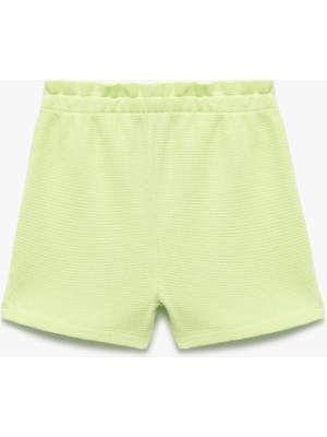 Koton Beli Lastikli Pamuklu Dokulu Mini Şort