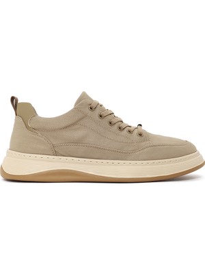 Derimod Erkek Bej Bağcıklı Kalın Tabanlı Kumaş Sneaker 26SFD62276F