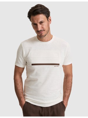 Pierre Cardin Erkek Ekru Slim Fit  Bisiklet Yaka Tişört 50327864-VR019