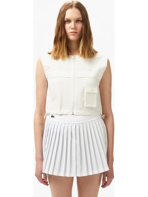 Lacoste Kadın Regular Fit Kolsuz Fermuarlı Beyaz Gömlek