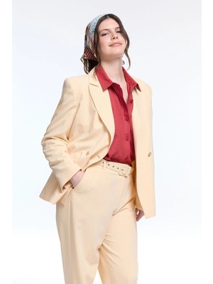Love My Body  Kruvaze Gabardin Ceket Vanilya 119LO002000