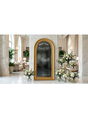 Lora Wedding Nişan Ayna Yazısı Isme Özel 50CM Beyaz | You Look Stunning ve Isimleriniz Yazılı Söz Nişan Düğün Için Karşılama Ayna Yazısı Sticker, Folyo, Vinil