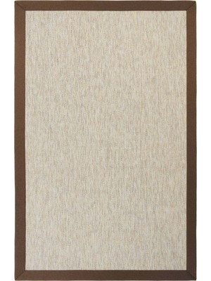 Cool Halı Roma Bej Krem Rengi Kahverengi Bordürlü Sisal Minimalist Leke Tutmaz Ev Oturma Odası Balkon Halısı