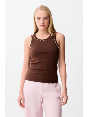 Love My Body  Inci Detaylı Top Kahve 102LO034000