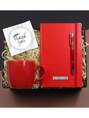 vegahediye v vega Kişiye Özel Kırmızı Defter & Kalem & Kırmızı Kupa Ofis Hediye Seti