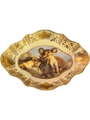 TT Limoges Porselen Dekoratif  Tabak Kase Sunum Tabağı 19 cm 13,5 cm 4 cm