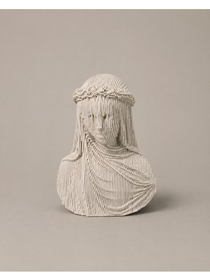 Layerart Atelier Parametrik Büst Heykel Dekoratif Ahşap Görünümlü Modern Sanat Objesi 25CM