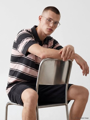 LC Waikiki Pembe Polo Yaka Çizgili Penye Erkek Tişört