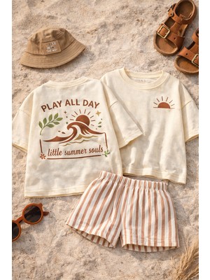 Tarkito %100 Pamuk Keten Şort & Tshirt Takımı 2-6 Yaş