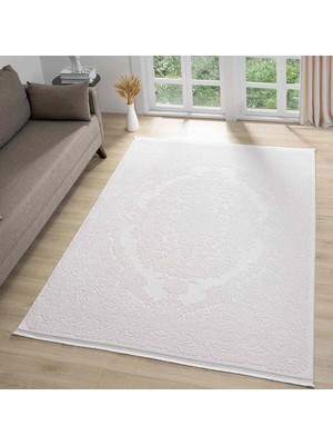 Pera Halı Krem Klasik Madalyon Desenli Halı - MK0561KRL