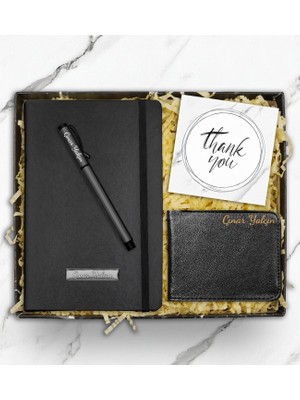 vegahediye v vega Kişiye Özel Erkek Cüzdan & Siyah Defter & Roller Kalem & Not Erkeğe Hediye Seti