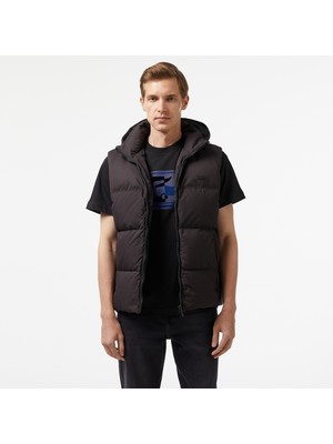 Lacoste Erkek Kapüşonlu Siyah Şişme Yelek