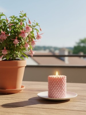 AY IŞIĞI MUMLARI İnci Taneleri Hediyelik Dekoratif Portakal Çiçeği Kokulu Parafin Wax Mum (Pembe Renkli)