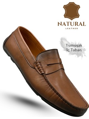 Sermoda Erkek Loafer - Hakiki Deri Rok Loafer Erkek Ayakkabı Taba