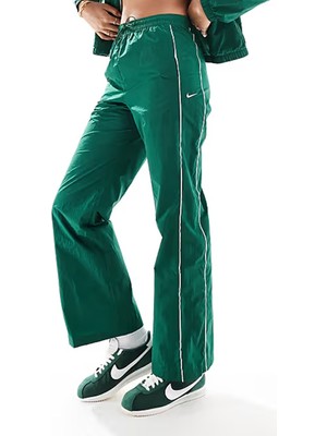 Nike Sportswear Windrunner High-Waisted Woven Open Hem Womens Pant.yüksek Bel Çıt Çıt Cepli Kadın Eşofman Altı Yeşil