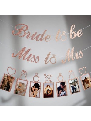 Dodomar Bride To Be & Miss To Mrs Simli Foto Banner Set Bekarlığa Veda Parti Süsü