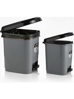 Ark 20 Lt ve 9 Lt Plastik Pedallı Çöp Kovası 2'li Set İç Kovalı Kullanışlı Tasarım