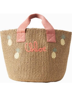 Chloe Chloé Kids Logolu Bej Kız Çocuk Hasır Çanta