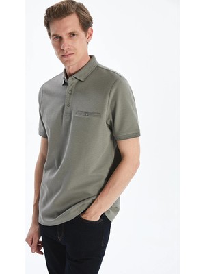 LC Waikiki Gri Polo Yaka Merserize Görünümlü Erkek Tişört