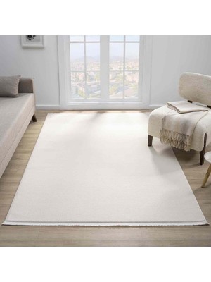 Pera Halı Saf Krem Beyaz Düz Dokulu Modern Halı - MK12000KRS