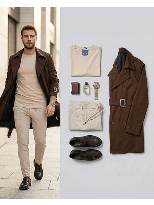 Beystil Erkek Krem Jogger Penye Kumaş Ipli Pantolon Mkya9