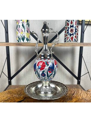 Çini Evi Iznik Çiçekleri – Gümüş Kaplama Çini Ibrik Seti