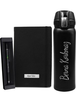 vegahediye v vega Kişiye Özel Isim Baskılı Defter & Isme Özel Mimar Kalemi & Isme Özel Termos Hediye Seti (Model 1)