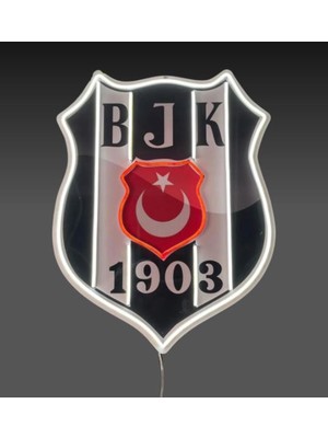 3D Bade Beşiktaş Özel Seri Neon LED Duvar Dekoru