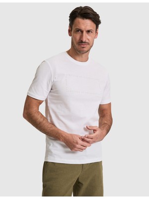 Pierre Cardin Erkek Ekru Regular Fit %100 Pamuk Bisiklet Yaka Tişört 50327871-VR019