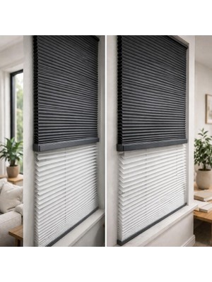 SK Plised Perde Honeycomb ( Bal Peteği ) Çiftli Sistem Gece-Gündüz %100 Karatma ve Isı Yalıtımlı Plise Perde