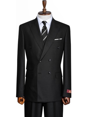 İlayda Emir Luxury, Slim Fit, Kruvaze, Çizgili, Erkek Takım Elbise