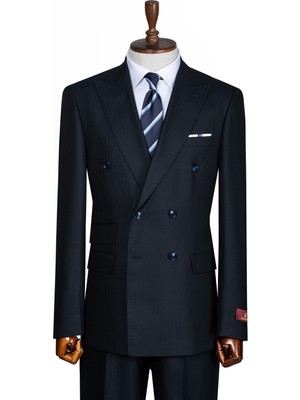 İlayda Emir Luxury, Slim Fit, Kruvaze, Çizgili, Erkek Takım Elbise