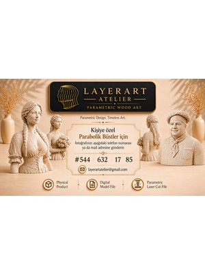 Layerart Atelier Kişiye Özel Fotoğraftan Heykele Parametrik Aşçı Ahşap Büst – Fotoğraftan Katmanlı Ahşap Heykel