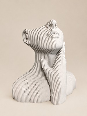 Layerart Atelier Modern Kadın Büstü Ahşap Heykel – Parametrik Katmanlı Masa ve Raf Dekoru 25CM