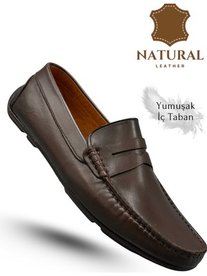 Sermoda Erkek Loafer - Hakiki Deri Rok Loafer Erkek Ayakkabı Kahve